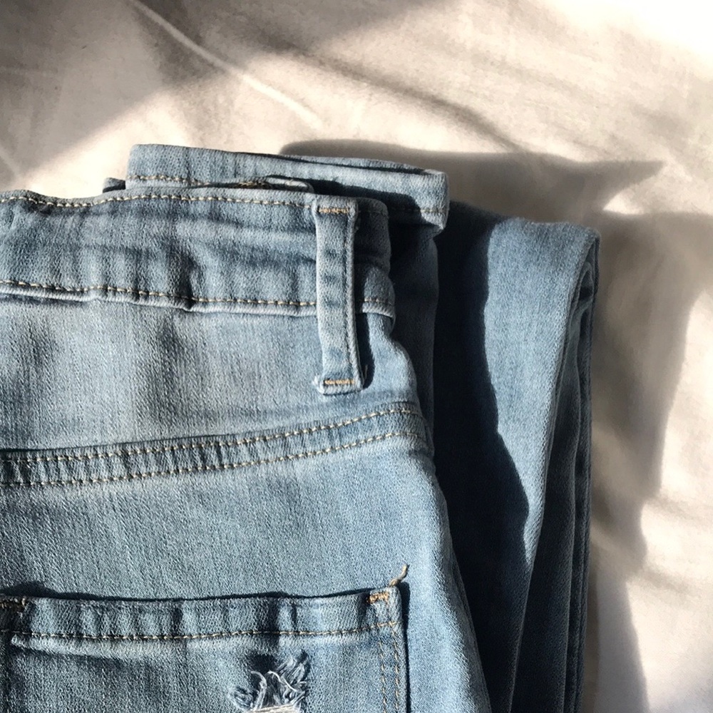 skin tight light wash jeans